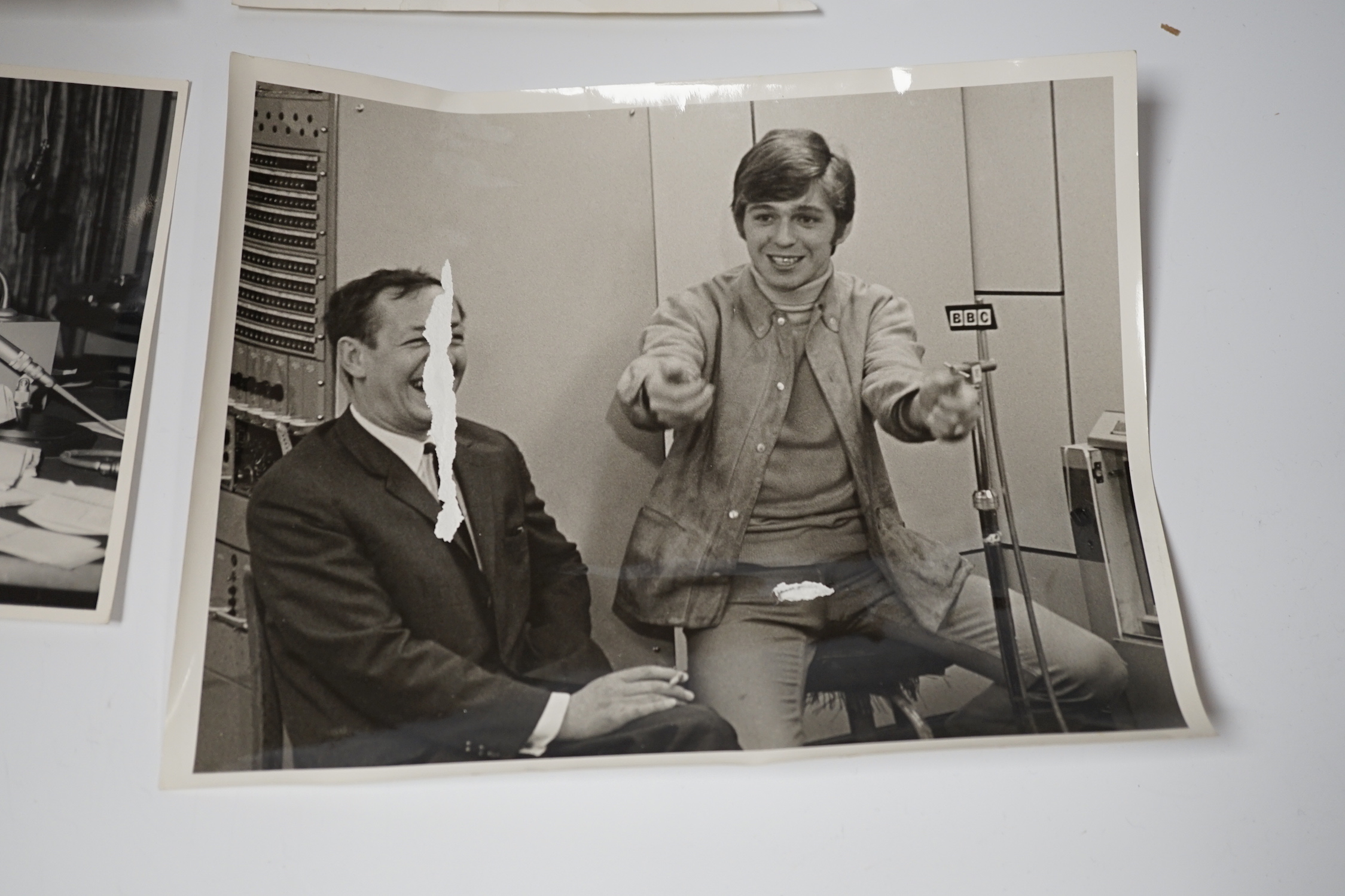 An archive of fifteen original black and white BBC publicity photographs from the collection of DJ Brian Matthew, showing Matthew with stars including; Petula Clark, Gary Marsden, George Harrison, Dusty Springfield, Moha